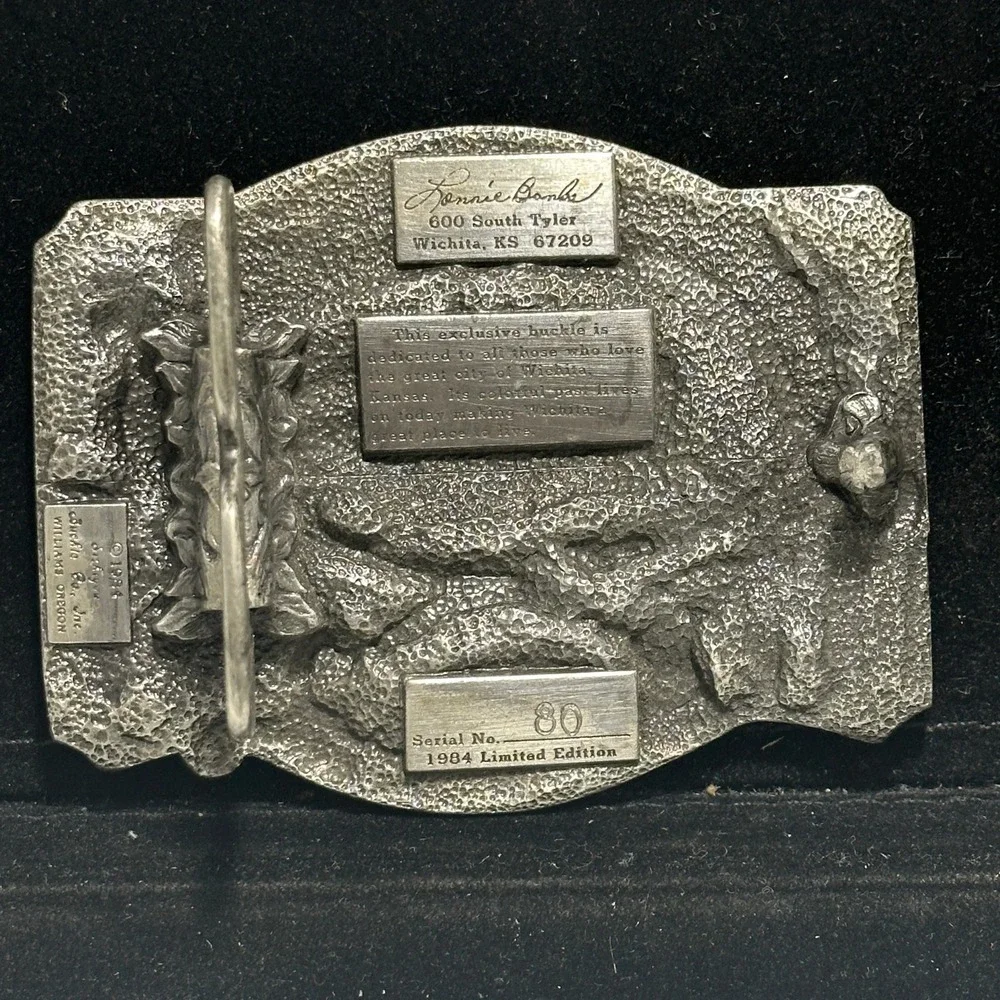Vintage 1984 Wichita KS Commemorative Limited Edition Trolley Belt Buckle 80